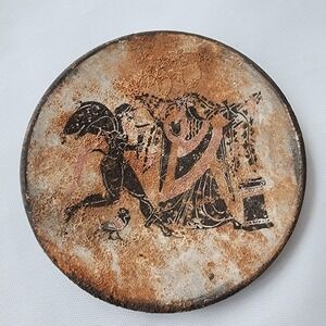 Greek God Mythology Ancient Hand Painted Handmade‎ Clay Pottery Display Plate